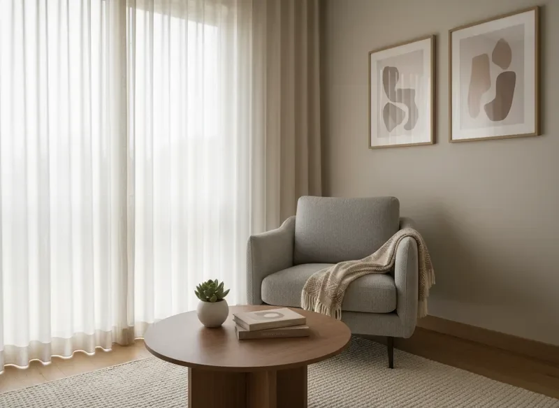 חדר טיפולים חם ומרגיע המייצג מרחב בטוח לטיפול פסיכולוגי